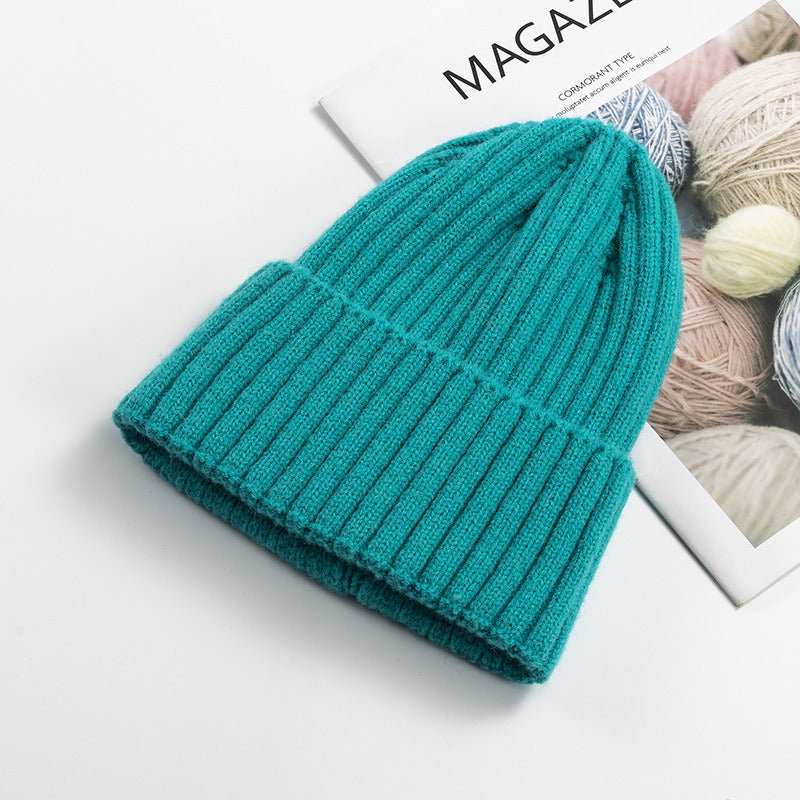 Autumn Winter Knitted Hat For Women'S Fashion Cotton Cashmere Warm Wool Hat Solid Color Ruffled Pullover Hat Doba